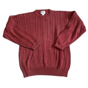 Hallet Sweater Womens Medium Hand Knit Rust Red Peru Pima Cotton